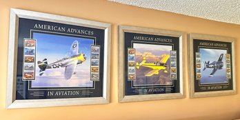 Framed Commemorative Stamps - American Aviation Trio