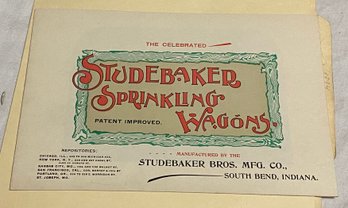 1894 Studebaker Sprinkling Wagons Catalog