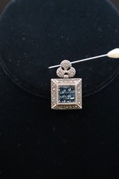 925 Sterling Silver With Blue Stones And Marcasites Pendant