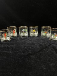 West Virginia Glass American Song Birds Glasses Small Glasses - Set Of 6