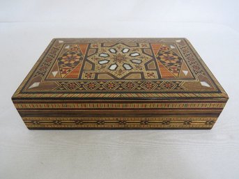 Hand Made Wooden Jewelry Box With Mother Of Pearl Inlay