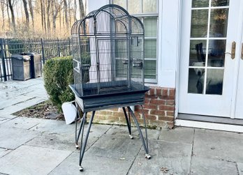 Metal Bird Cage With Stand On Casters