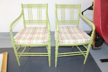 Pair Of Green Wood Chairs 34 By 21