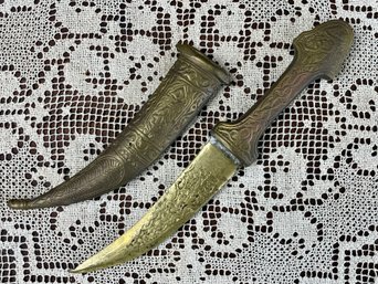 Brass Kirpan With Decorative Etching