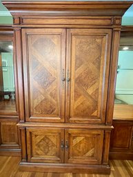 Thomasville 3 Piece Armoire A/V Cabinet With Lighted Curio And Bookcase