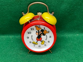 Vintage Vintage Bradley Walt Disney Production Mickey Mouse Wind Up Alarm Clock Made In Germany. Keeps Time.