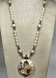 Believe This Is Sterling Silver And Mother Of Pearl And Genuine Pearl Necklace W Pendant