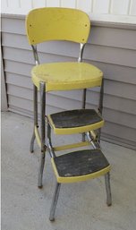 Stylaire Vintage Folding Yellow Kitchen Step Stool / Chair