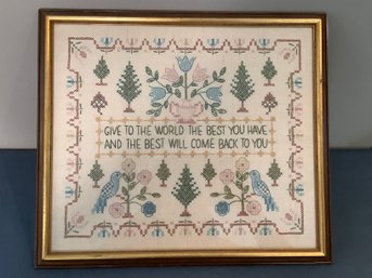 'give To The World The Best You Have' Framed Needlepoint