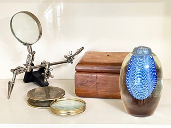 Vintage Magnifying Glasses, A Murano Glass Paperweight And More