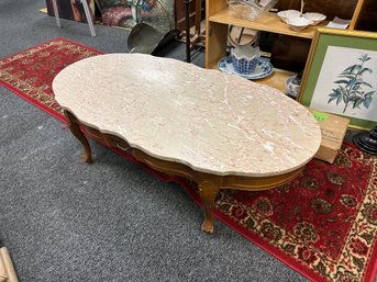 Vintage  Pink Marble Top  Coffee Table