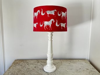 White Painted Lamp With Vibrant Shade