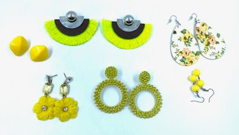 Collection Of 6 Pairs Lemon Lime Earrings