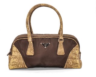 PRADA Leather-Trimmed Handbag