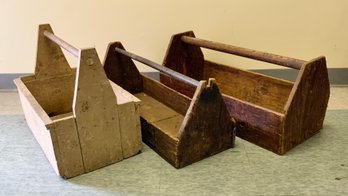 3 Vintage Handmade Carpenters Tool Caddys (T)