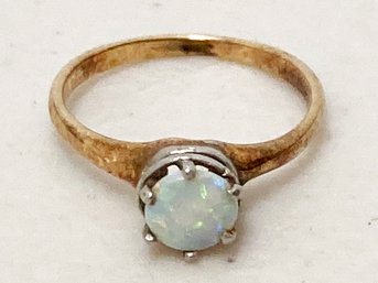 An Asscher Cut Opal Ring On 14K Gold Band Size 2.5