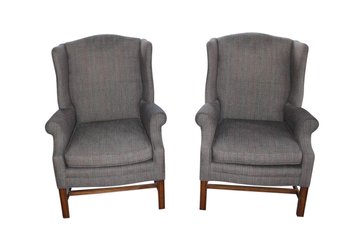 Pair Of Upholstered Wing Back Chairs