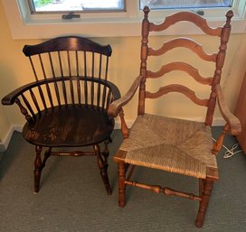 Contemporary Captains Chair And Country Ladderback Arm Chair