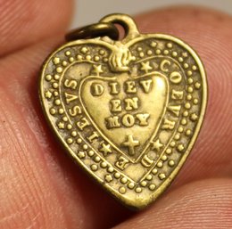 Antique French Sacred Heart Of Jesus And Mary Pendant