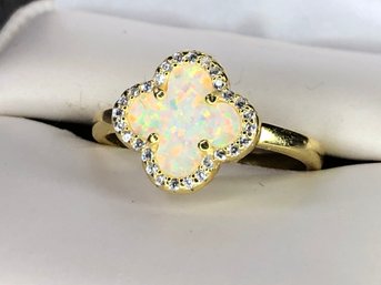 Fabulous Van Cleef / Alhambra Style Opal Ring With 14K Gold Overlay - Fabulous Piece - VCA Style NOT VCA