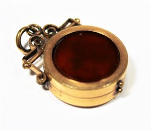 Victorian Gold Filled Watch Fob Locket Carnelian And Onyx