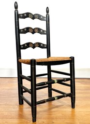 A Vintage Ladder Back Rush Seated Side Chair