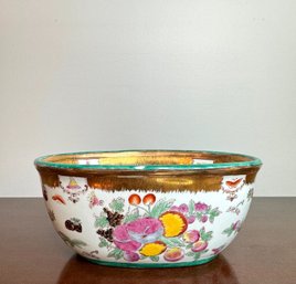 Beautiful Fruit And Floral Motif With Gold Leaf Inner And Outer Rim