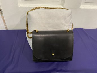 Madewell- Black Leather Purse With A Double Chain Strap