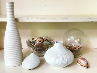 Vintage Ceramic And Seashell Decor