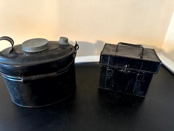 2 Black Metal Cans