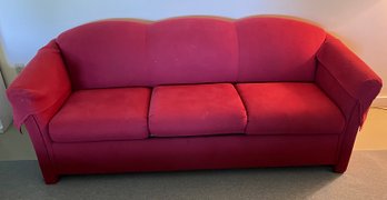 Stylish Sealy Sofa Bed In Original Red Fabric