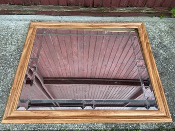 Faux Wood And Small Beveled Mirrors Frame Mirror  32x26
