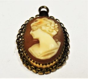 Continental .800 Silver Framed Carved Shell Cameo Pendant