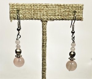 Rose Quartz Beaded Pierced Earrings