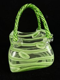 Green Glass Purse Sculpture