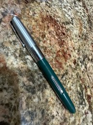 Vintage Green Silver Watermans Fountain Pen With 14k Nib