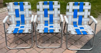 Three Folding Aluminum Chairs