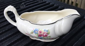 Antique Taylor Smith Taylor No. 6385 Pink Roses Floral Tableware Porcelain Gravy Boat