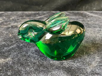 Murano Green Glass Bunny Paperweight