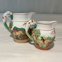 A Pair Of Wedgwood - Riding To Hounds - Pitchers With Dog Handles