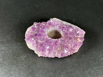 A Sparkling Natural Amethyst Candle Holder