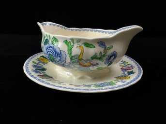 Masons Regency Plantation Ironstone Gravy Boat With Underplate