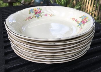 8 Antique Taylor Smith Taylor No. 9394 Pink Roses Floral 8' Tableware Porcelain Bowls
