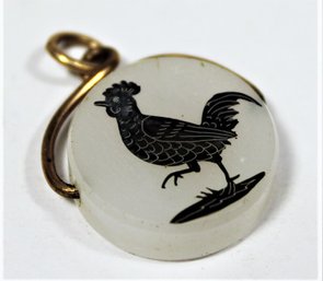 Victorian Watch Fob White Onyx Having Cock Decoration