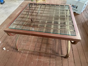 All Metal Table With Lattice Metal Top With Glass
