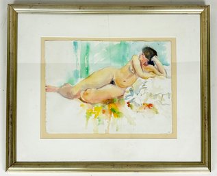 An Original Vintage Watercolor - Nude Female - L. Smethurst