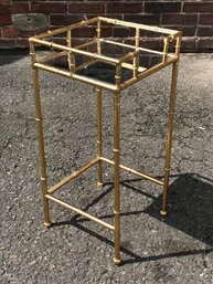 Lovely Vintage Style Faux Bamboo Table - Gold Gilt With Mirror Top - Very Nice Looking Table 22' X 10' X 10'