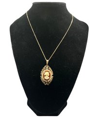 Vintage Cameo Pendant And Chain Necklace