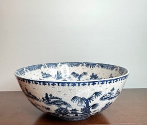 Large Blue And White Chinese Pottery Bowl