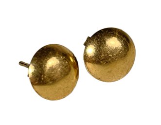 Pair 14K Gold Pierced Button Shaped Earrings